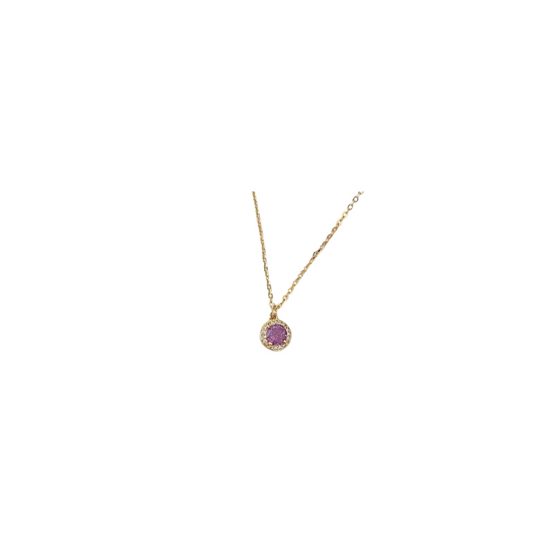 New 2024 trendy, exquisite and niche design collarbone neck chain, high-end purple pendant, round diamond-encrusted necklace for women Item Picture