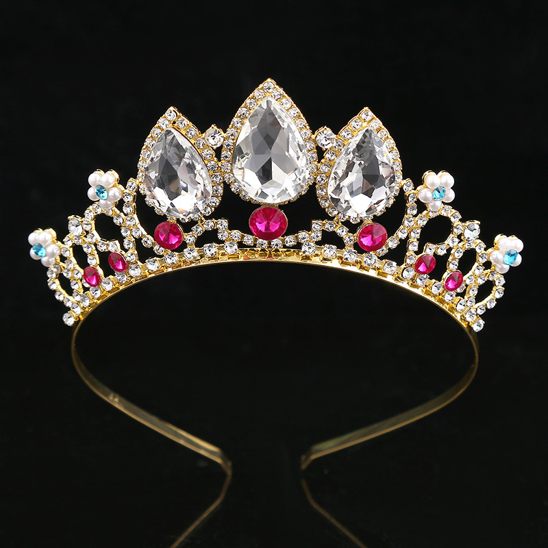 Cross-border European-style wedding dresses, crown accessories, stage performance, princess crown headwear, travel photography, crystal crown props details Picture
