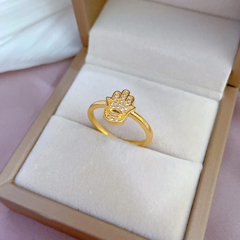 【 Real Gold 】 Korean version full diamond palm ring with adjustable opening, simple jewelry, Japanese-style ring couple rings Specification drawing