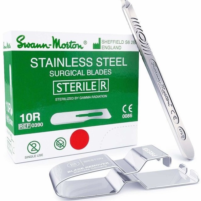 Swann Morton surgical blade 10R Double Eyelid, No. 3 handle, plastic surgery machine blade, made of super-hard material full figure
