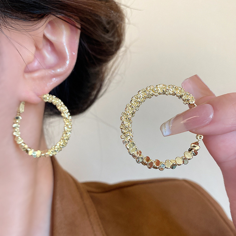 Silver circular geometric earrings for women, exuding a light luxury and high-end charm, with a simple and versatile personality. Wholesale of best-selling earrings Application Scenario