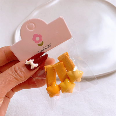 New children's gradient five-pointed star hair clip, cute cartoon rabbit heart hair clip, girls' full fabric side clip details Picture