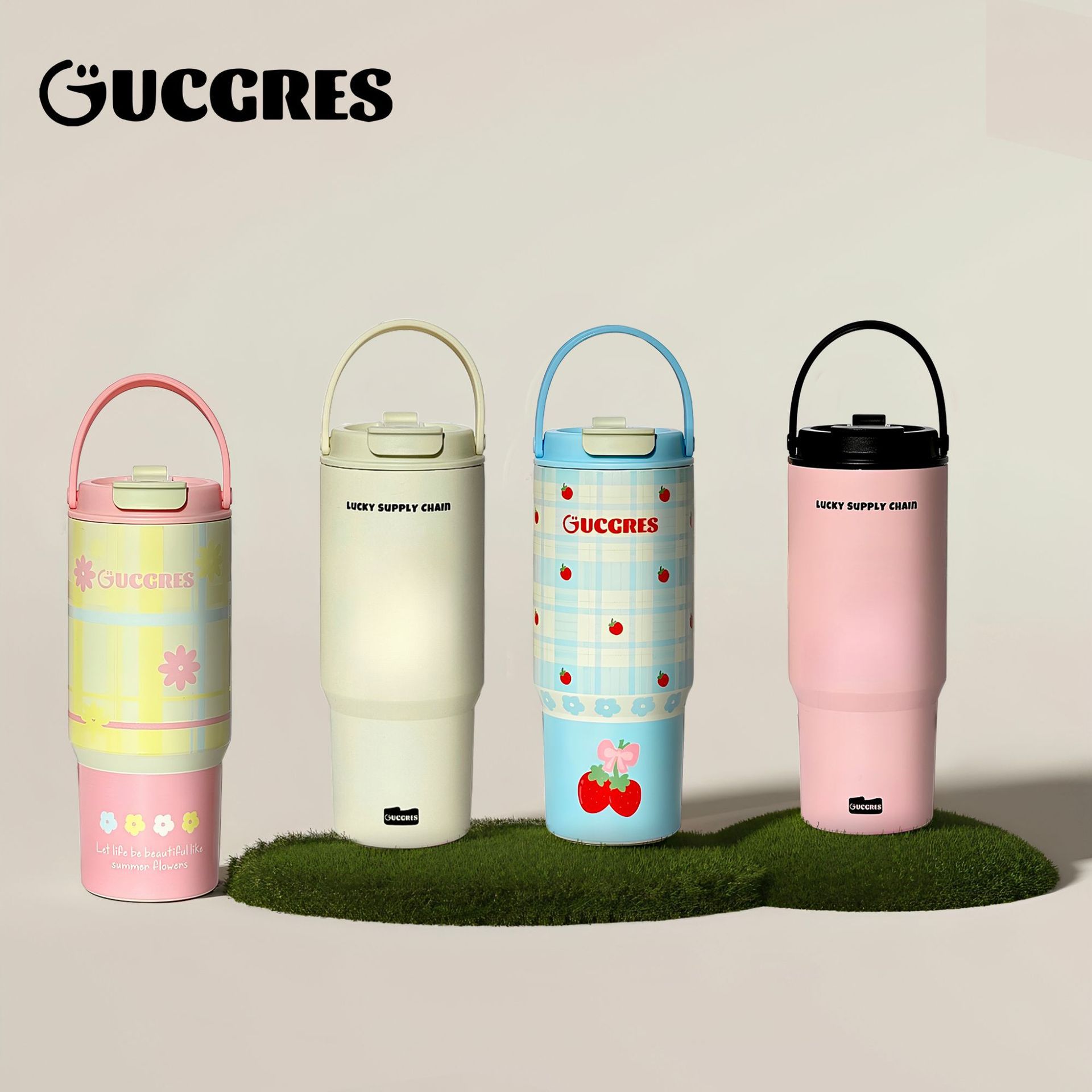High-appearance-level hand-held ice cup, simple large-capacity water cup, car insulated cup, straw cup, InS-style cold preservation cup full figure