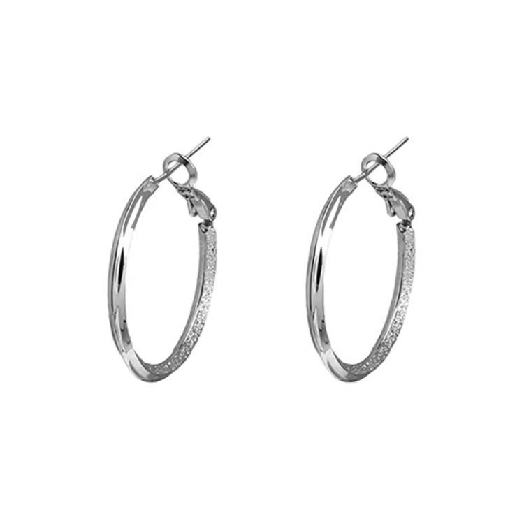 Japanese and Korean style versatile and dazzling large circle earrings, women's niche European and American cross-border high-end earrings, plain ring stud earrings Item Picture