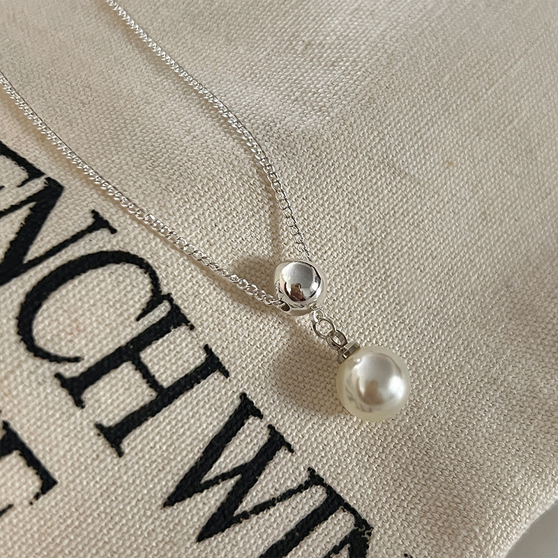Pearl pendant necklace for women, summer, light luxury, niche design, high-end accessory, French style, versatile collarbone chain details Picture