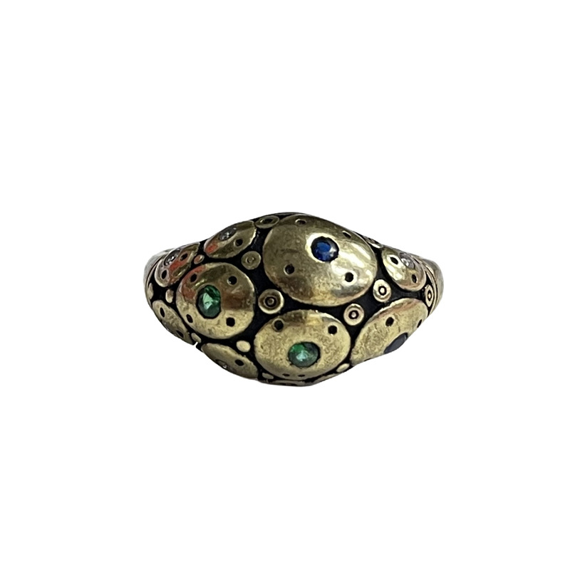 This vintage, aged, colored diamond, bronze open-top ring is a niche design for women with a cold and unique style on Instagram Item Picture