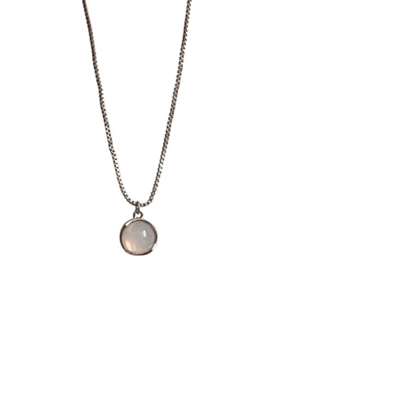 "Sea Blue Moonstone s925 sterling silver gemstone versatile necklace, Instags-style geometric oval high-end niche collarbone chain for women. Item Picture