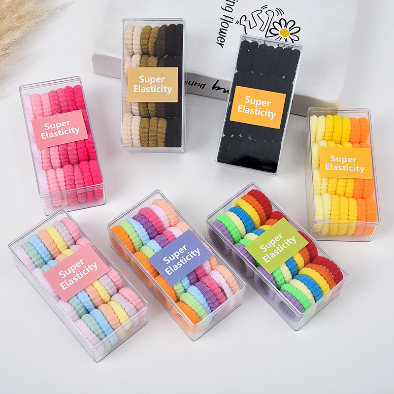 Children's hair bands do not damage hair, high ponytail hair ties, hair ties for girls, durable high-elasticity rubber bands, little girls' leather covers full figure