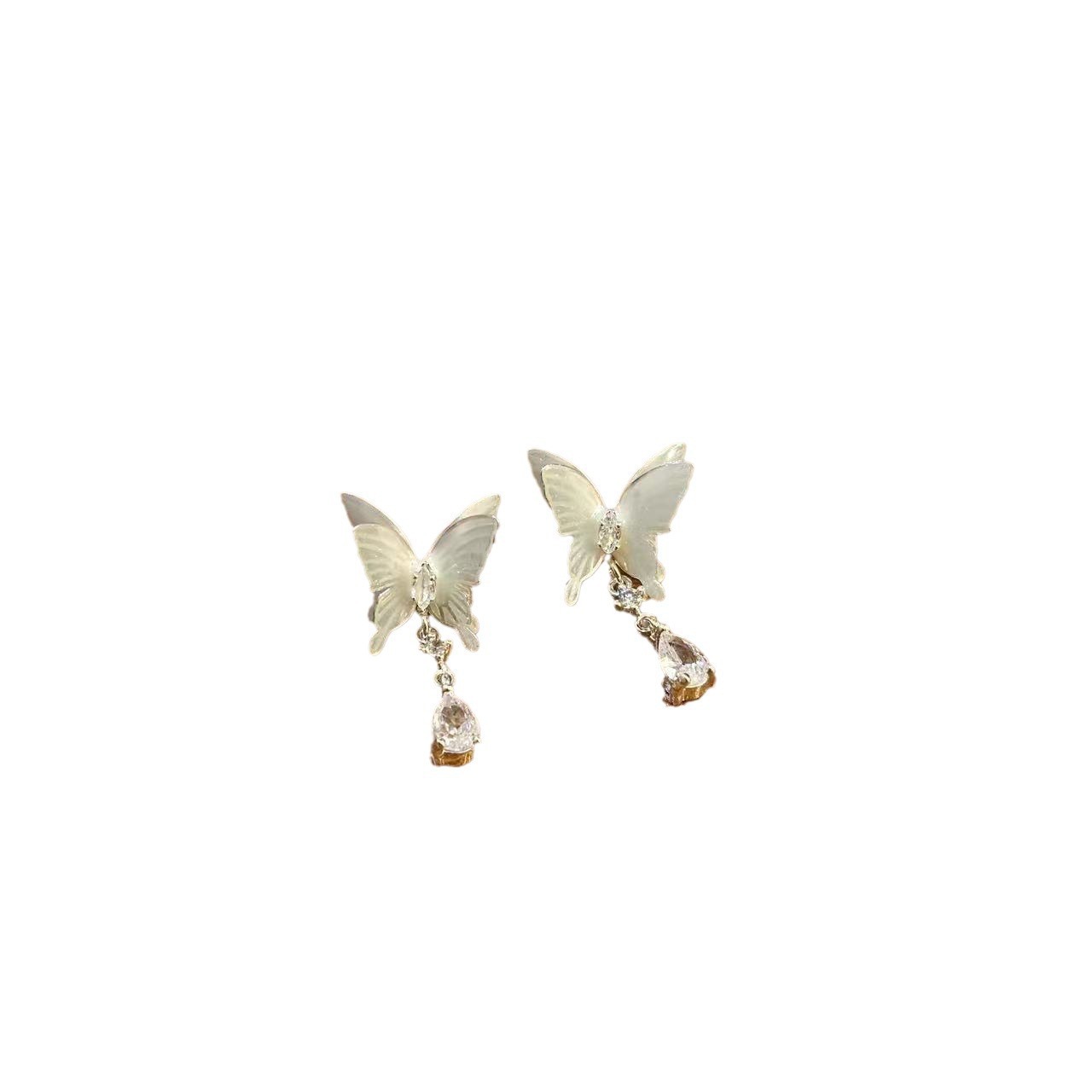Summer super fairy butterfly zircon earrings, women's light luxury and high-end style, tassel stud earrings, unique and popular internet-famous earrings Item Picture