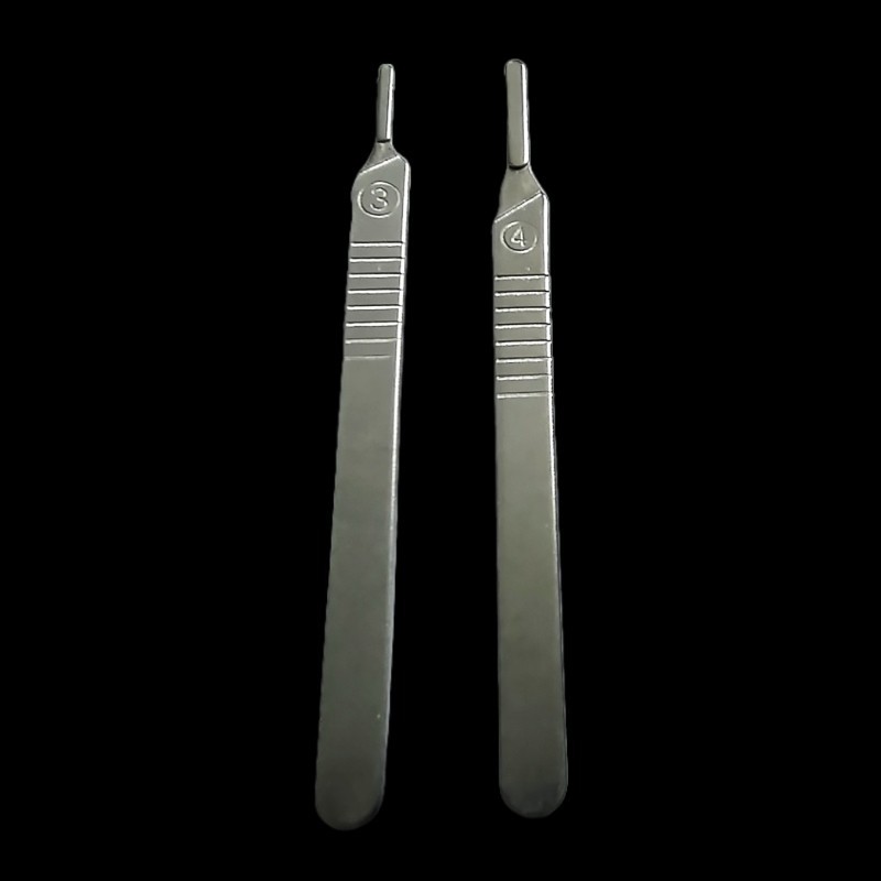 Stainless steel surgical knife handle No. 3, No. 4, laboratory dissection knife handle, industrial engraving knife, thickened knife handle for animals, knife rest Specification drawing