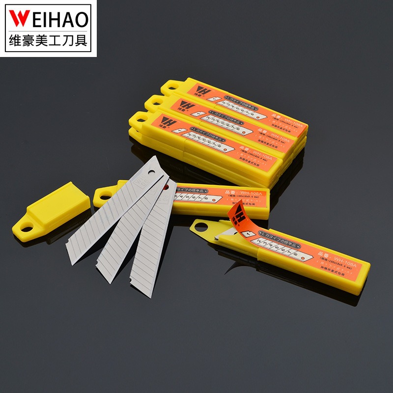 Weihao -108 0.6mm thick graphic design blade, 18mm large wallpaper blade, thickened paper cutting blade, cutting blade Specification drawing