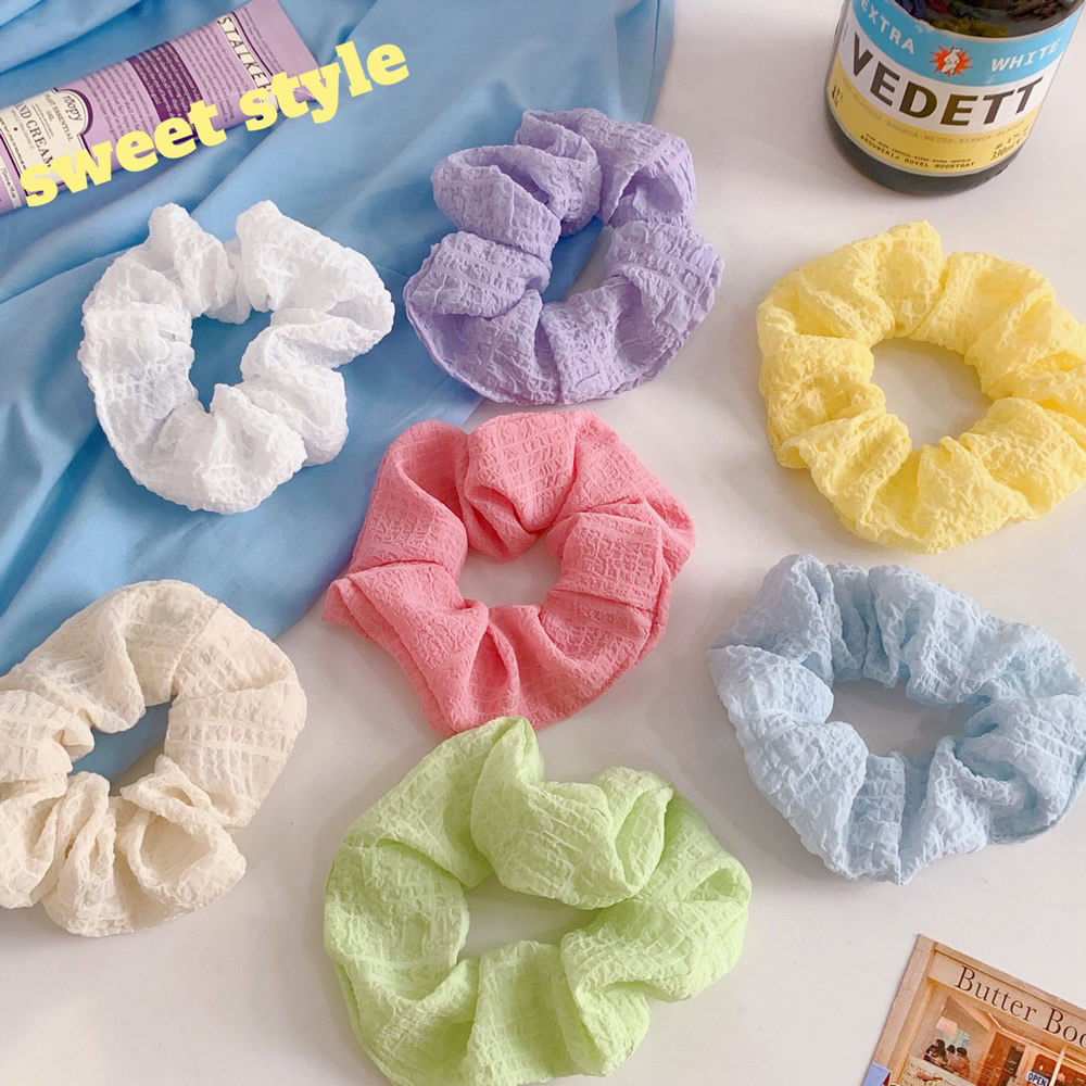 High-end, sweet, creamy, large intestine hair band, French pleated, ponytail hair tie, hair accessory, round bun hair tie full figure