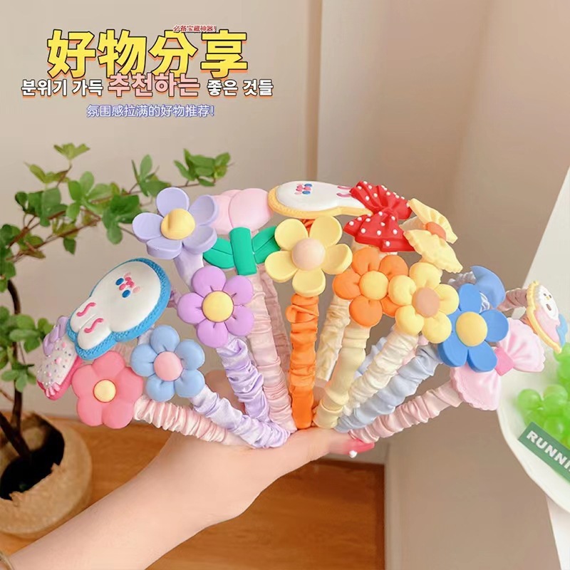 Children's cartoon flower cute candy-colored hair band little girl won't hurt her head fresh and sweet princess Korean version hair accessory for girls full figure