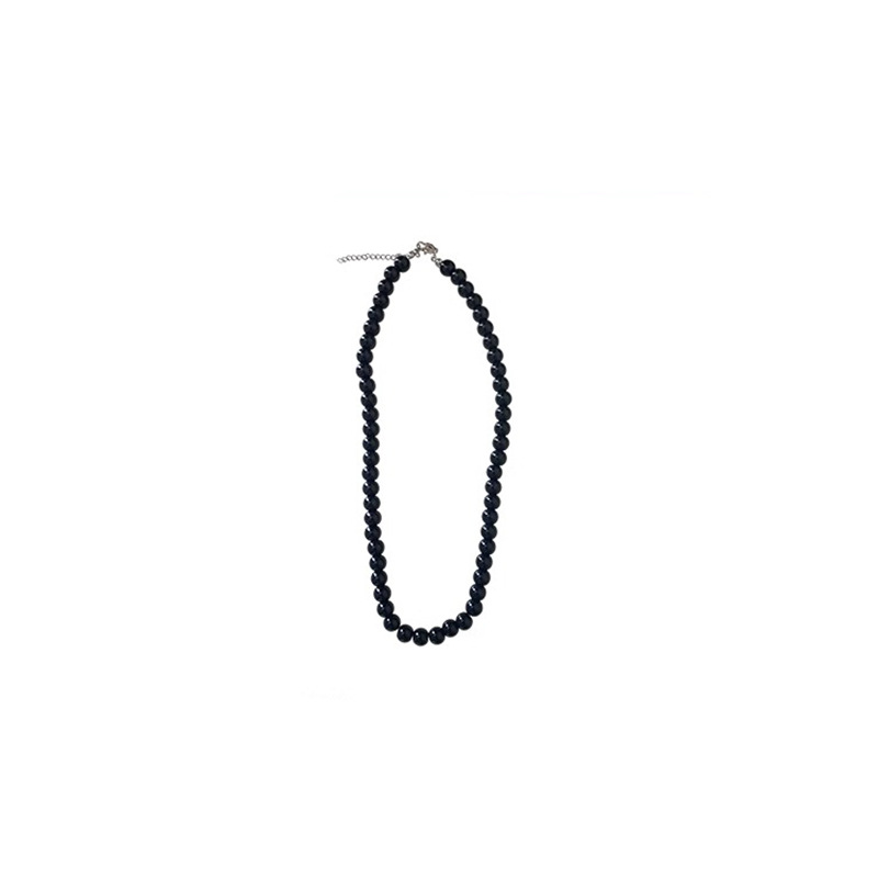 French niche and simple black pearl necklace for women, 2024 new style acrylic beaded collarbone chain, trendy Item Picture
