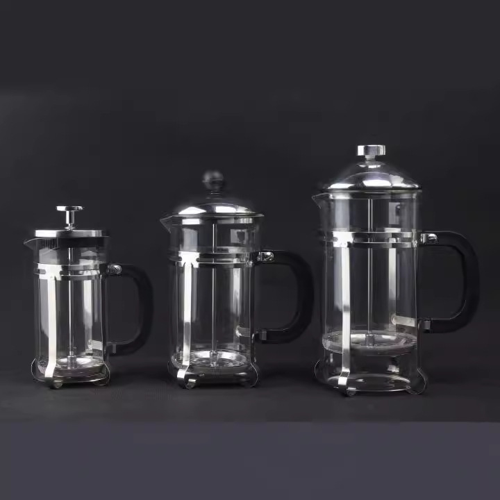 Coffee household glass press, French filter pressure, heat-resistant glass tea infuser, filter cup, stainless steel, simple hand brewing full figure