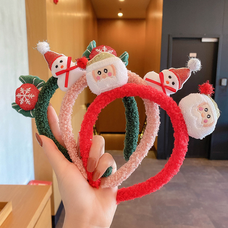 Christmas Tiesi plush hair band, reindeer snowman, lamb hair band, autumn and winter women's hair tie, headwear, hair band, hair clip full figure
