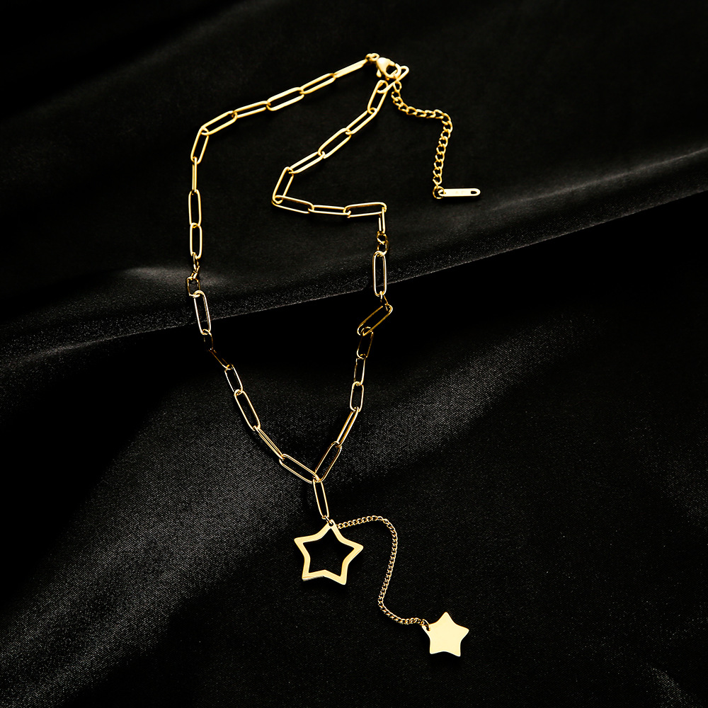 European and American fashionable titanium steel necklace, long collarbone chain with star tassels, niche design sense, trendy and versatile accessories Application Scenario