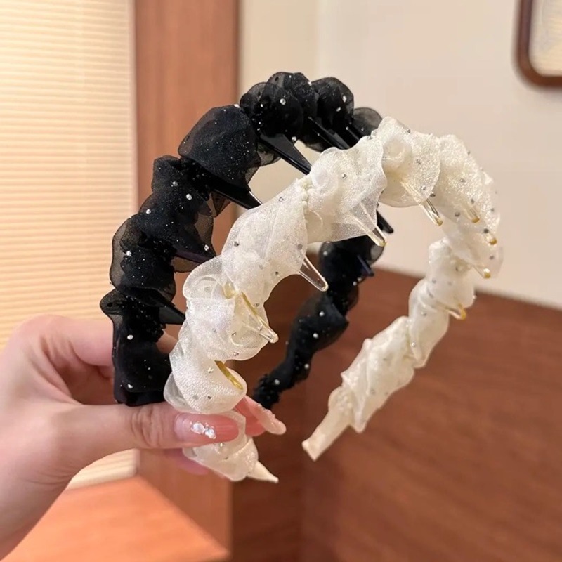Full Sky Star Bubble Mesh Hair Band for Women 2025 New style, fluffy high top hairpin, high-end face-washing and hair-pressing headband full figure