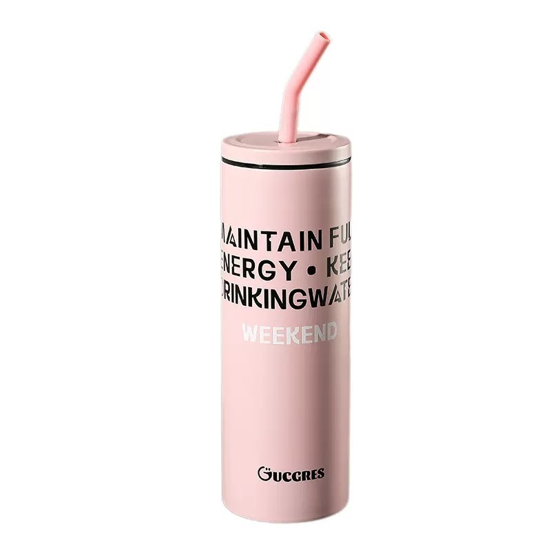 Cross-border customized sweet and cool stainless steel straw cup, portable straight insulated cup, high appearance level, large capacity water cup, outdoor cup Item Picture