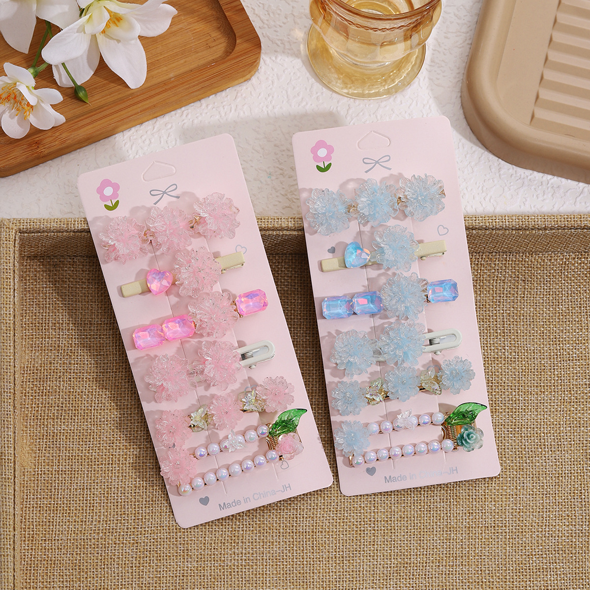 Early spring sweet flower hair clips, duckbill clips, side high-end hair clips, bangs, side clips, broken hair clips, headwear and hair accessories details Picture