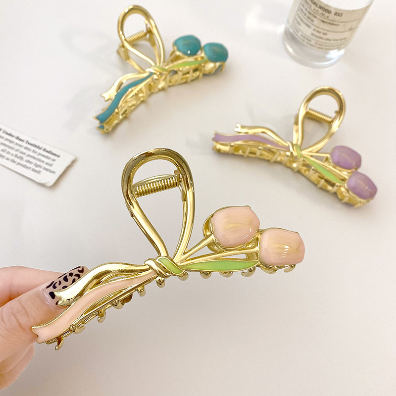 Tulip hairpin, forest-style fairy-like beauty, back of the head, updo hair clip, super fairy-like shark hairpin, hairpin, clip headwear full figure