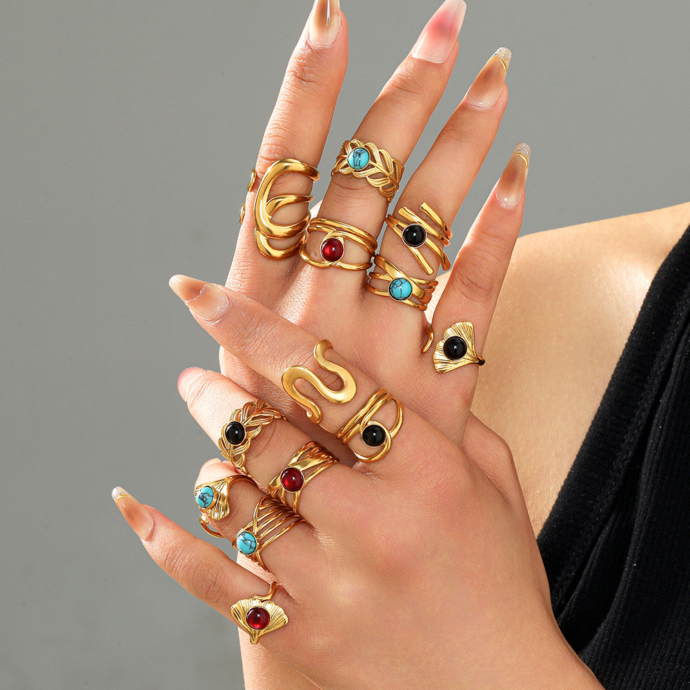 New titanium steel vacuum gold-plated ring for women, anti-color fading, cross-border bestseller, minimalist style, light luxury, niche high-end feel Specification drawing