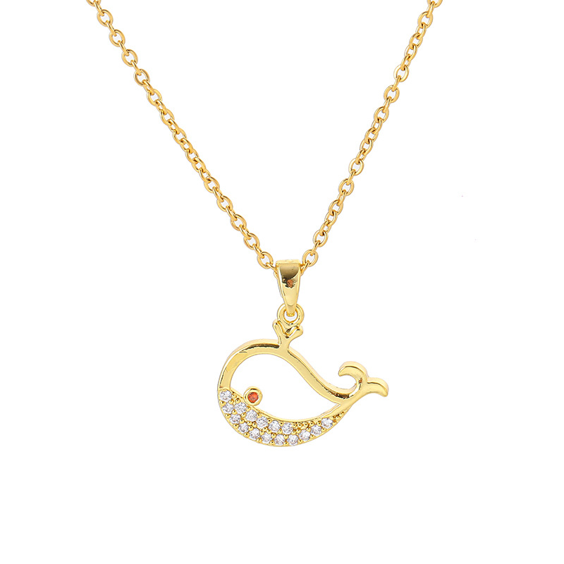 A new 18k gold-plated cute little whale titanium steel necklace in Korean style, a fresh and trendy female Instagram collarbone chain that doesn't fade Item Picture