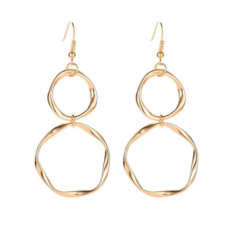 European and American ins style simple hollowed-out round earrings, exaggerated alloy geometric earrings for women's personality and temperament, cross-border earrings Item Picture