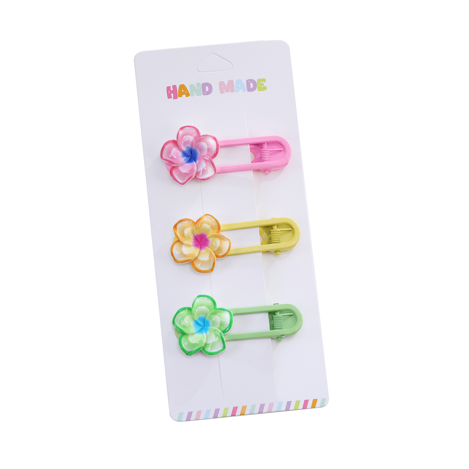 Gradient color seven-color flower, cute duckbill clip, bangs clip, side clip, back of the head hair clip, children's hairpin, candy-colored girl Item Picture