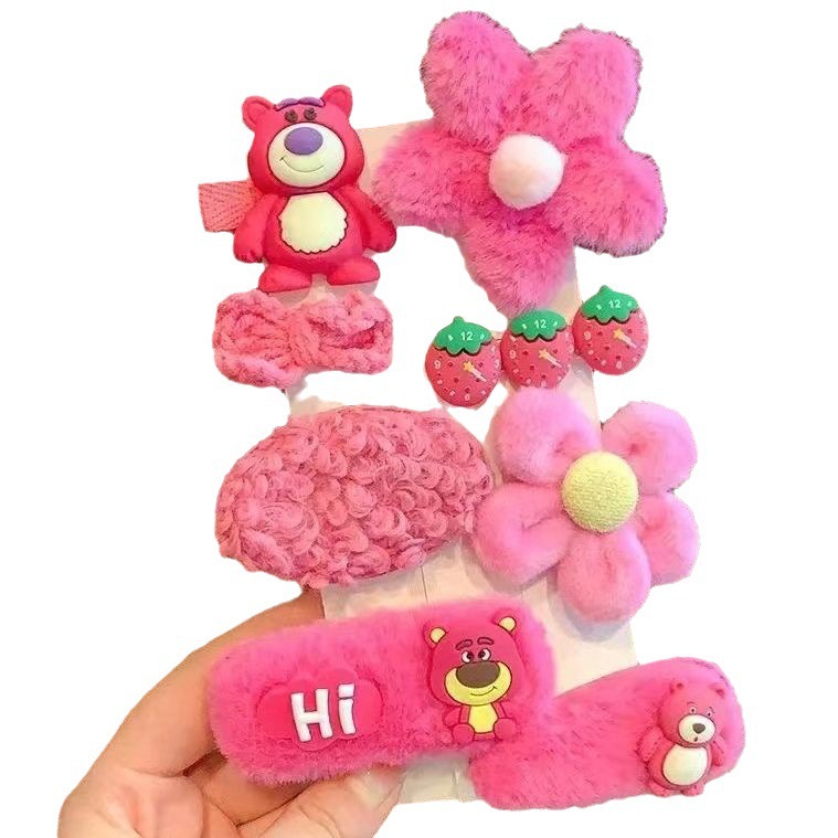 Autumn and winter new children's hair clips, hair accessories, plush hair clips, cartoon Lina Belle side clips, non-damaging girls' hair clips Item Picture