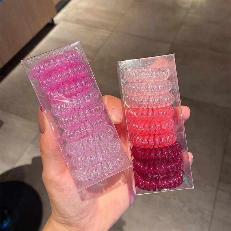 9 box-packed light-changing phone coils, cross-border European and American TPU phone coils, simple and elegant, small size, hair tied up, transparent hair Application Scenario