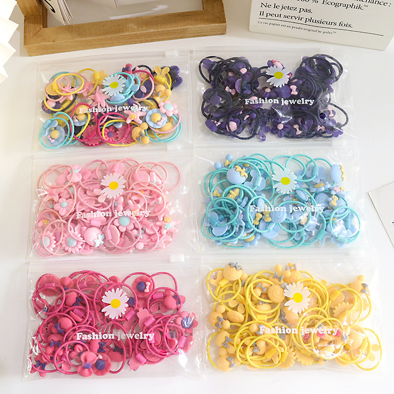Korean children's flower hair band, hair-safe headwear rope for toddlers, baby hair band, high-elasticity hair tie, girls' hair accessory full figure