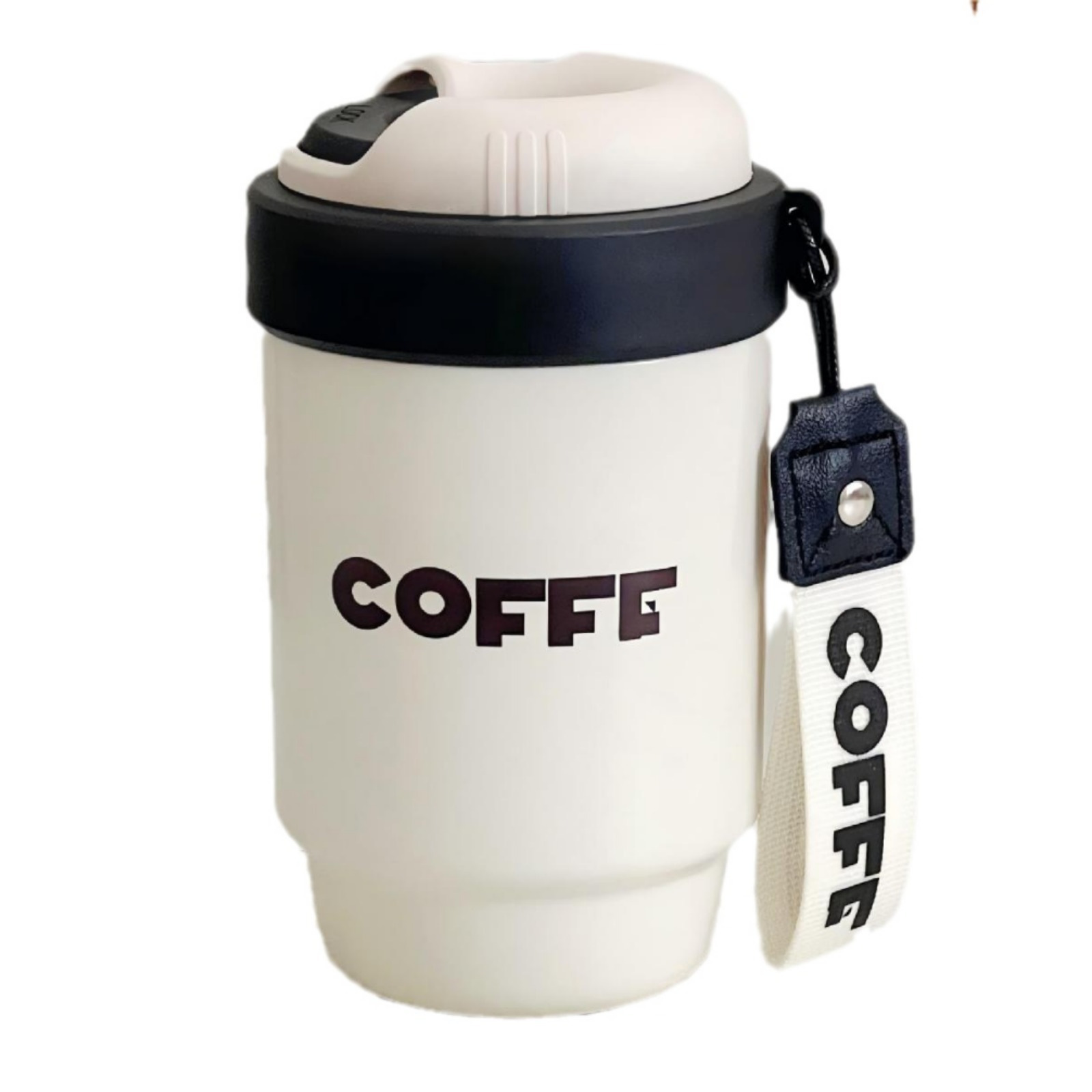 Simple stainless steel coffee cup, hand-held straw insulated cup, 316 portable couple girls' office double drinking cup Item Picture