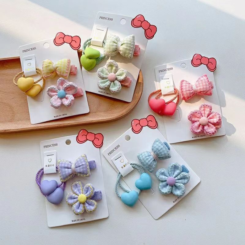 Girls' bow hair accessory, children's hair tie, hair band, baby hair band, hair clip set, hair clip, no hair damage details Picture