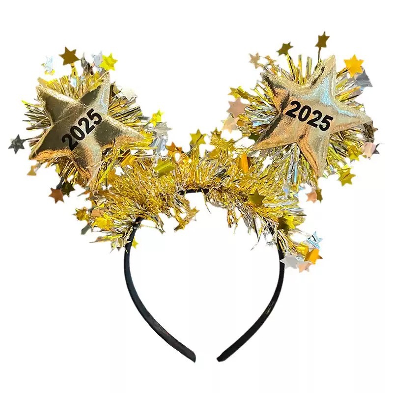 New Year's Day Decoration 2025 Hair band, New Year's Eve event outfit Headwear, Christmas party headband atmosphere, photo props, hair accessories Item Picture