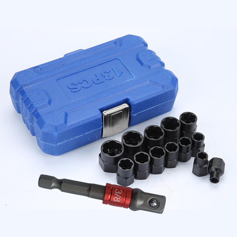 New high-hardness 13PC damaged nut and bolt remover, broken nut removal tool wholesale screws Specification drawing