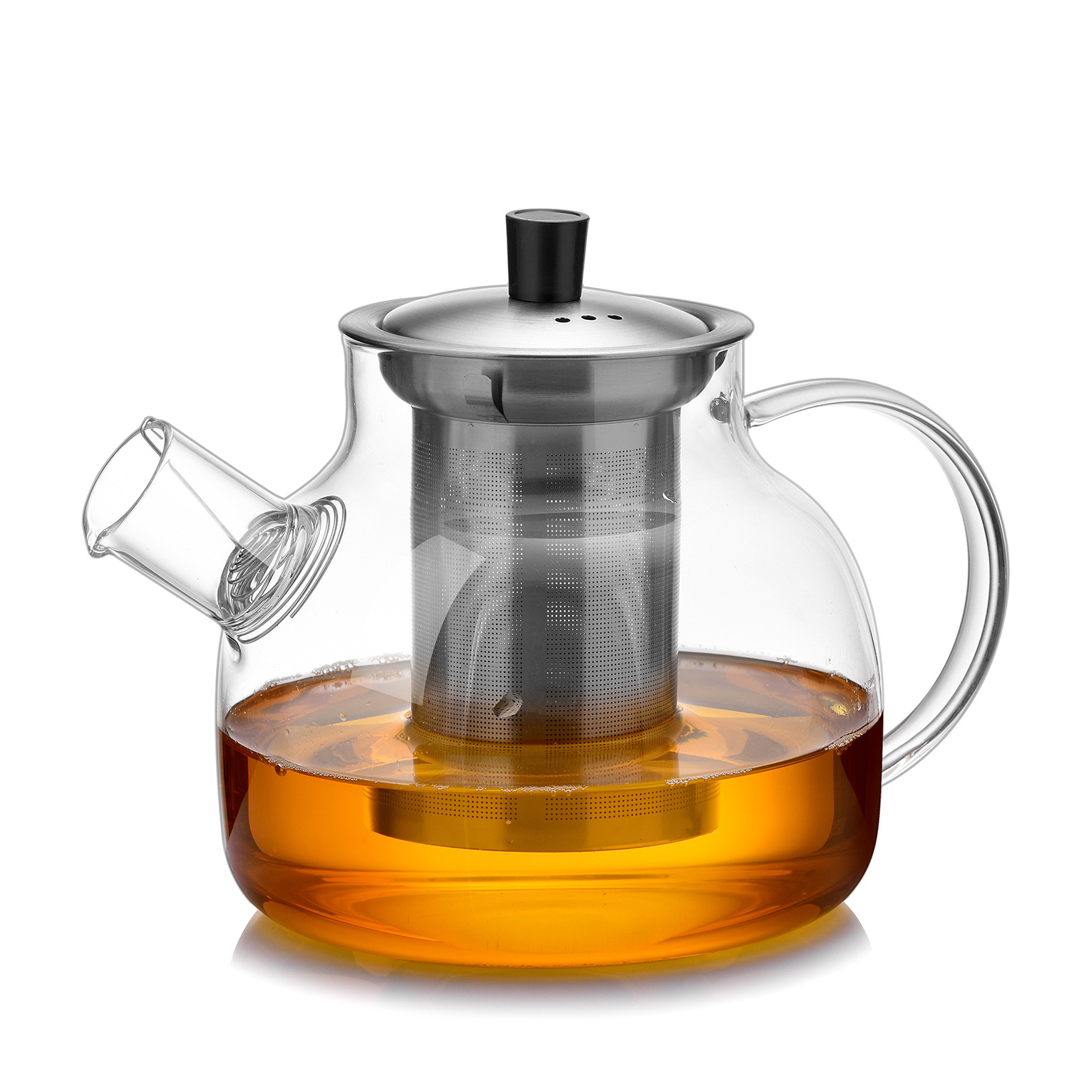 Household transparent glass teapot, stainless steel filter tea and water separation flower tea brewing teapot, electric ceramic stove for boiling water and brewing tea full figure