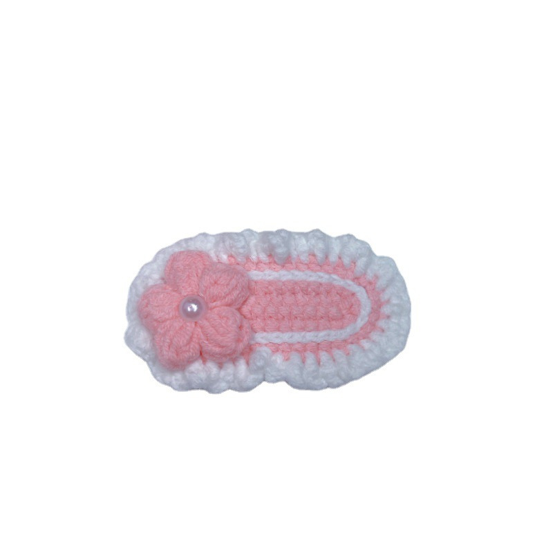 Pink flower children's hair clips, cute and fresh BB clips, DIY finished products, handcrafted wool hooks for children's hair accessories Item Picture
