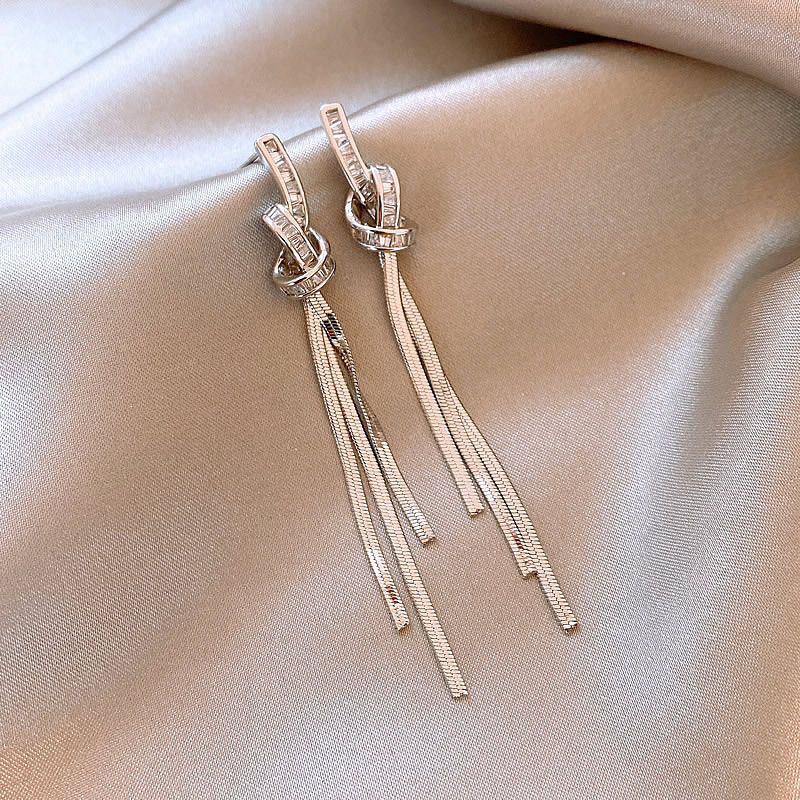 Silver tassel earrings for women, 2024 new bestseller stud earrings, light luxury, high-end, niche and unique style earrings wholesale Application Scenario