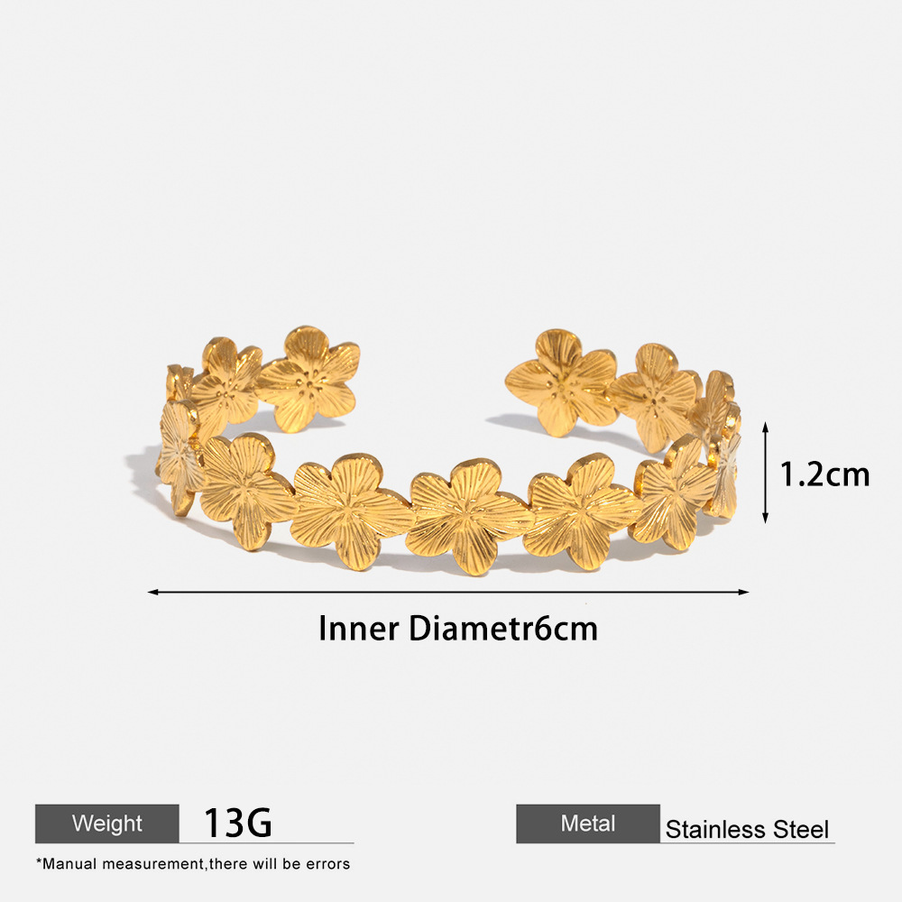 European and American stainless steel ribbed flower open ring, light luxury ins style titanium steel flower bracelet, cross-border jewelry bracelet Application Scenario