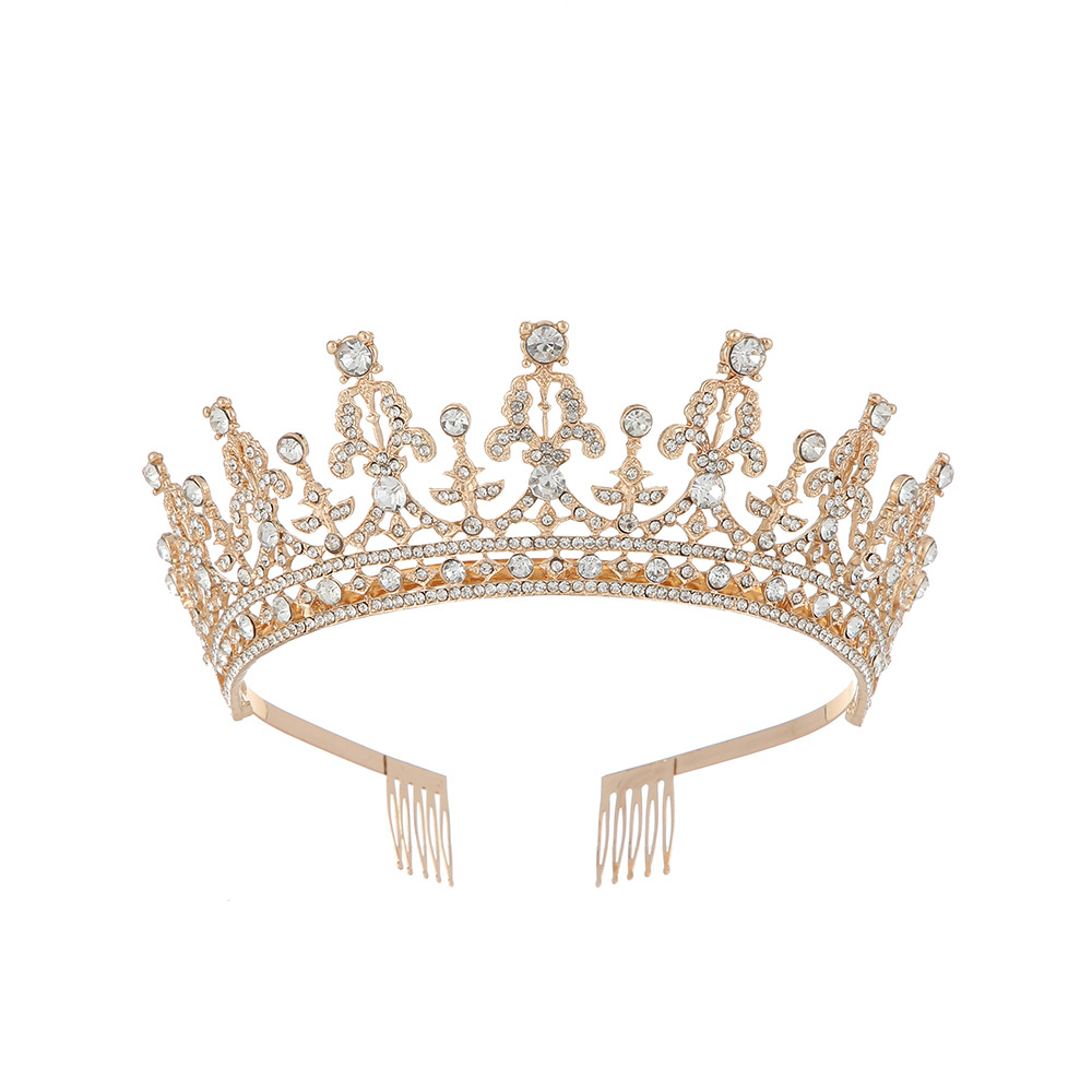 Cross-border birthday, coming-of-age ceremony, performance, crown headband, European-style bride, crown wedding dress, evening gown, hair crown and headwear direct sales full figure