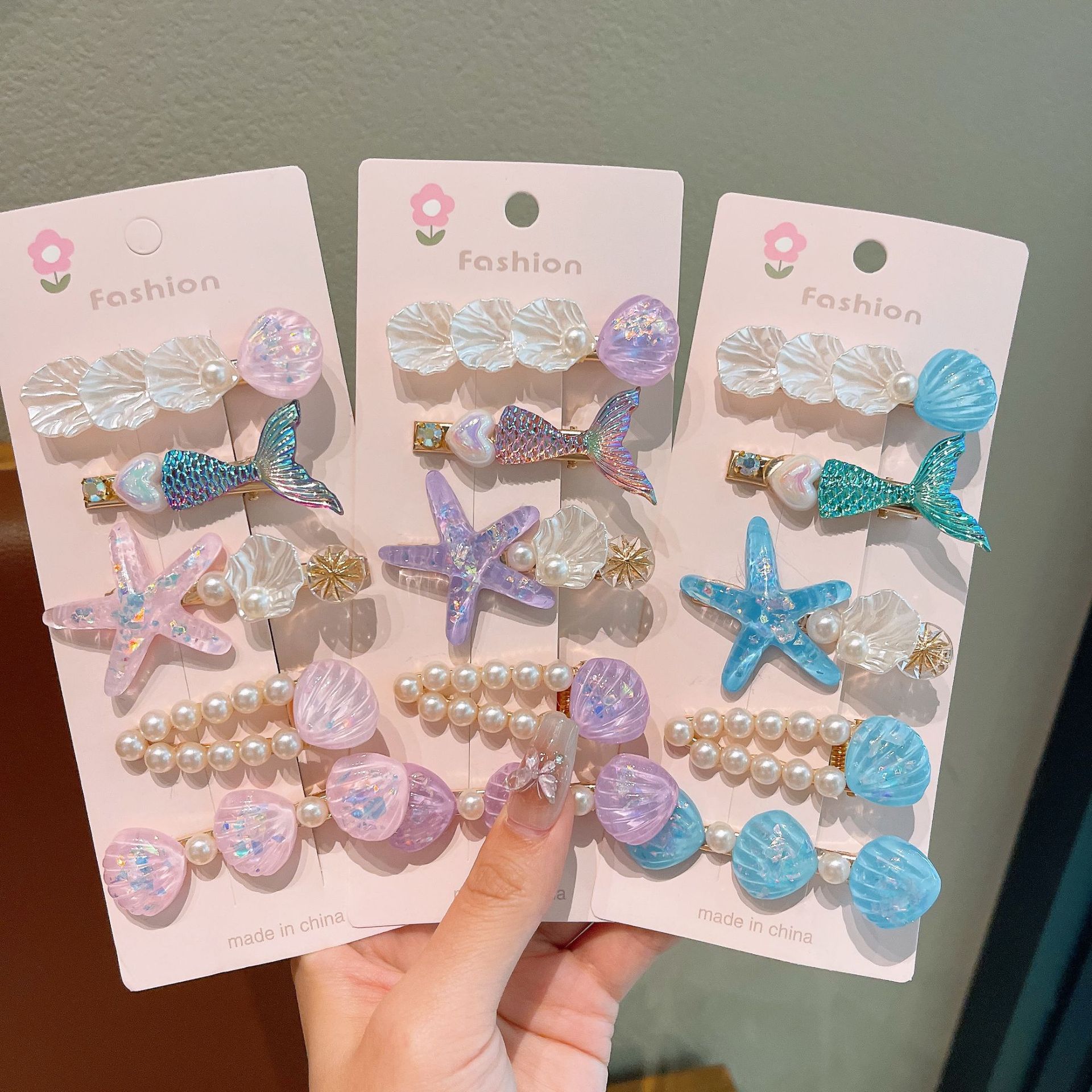 Cute fishtail hair clips for children, side bangs clips for girls, little girl mermaid princess hair clips, headwear clips Specification drawing