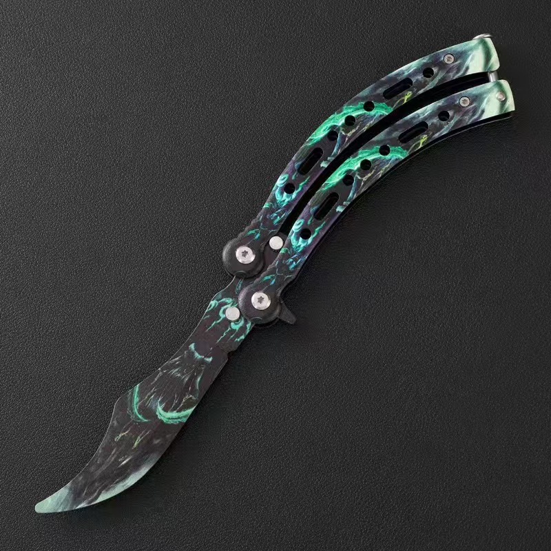Butterfly Training Knife, the same folding knife as the outdoor version of CSGO game, is available in stock at the factory undefined