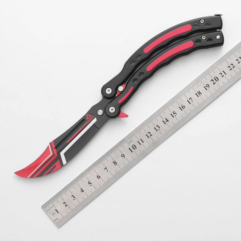 csgo Butterfly Knife, Swinging hand Knife, portable folding knife, peripheral outdoor practice knife, toy knife, all-steel unedged tactics undefined
