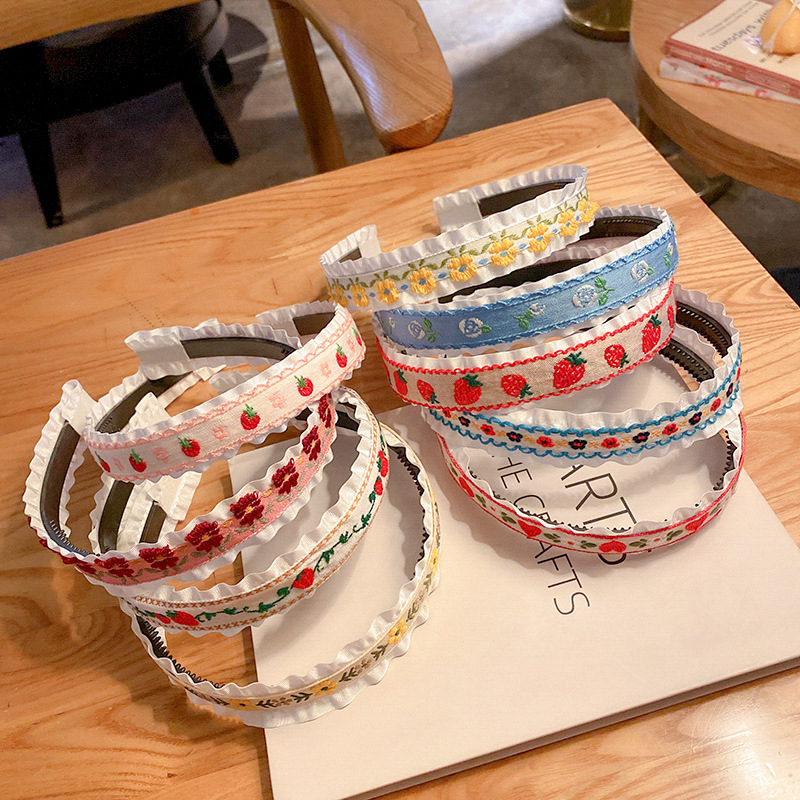 The new summer flower-embroidered fabric fairy hair band is a versatile Japanese-style cute, sweet and fresh hair accessory Specification drawing