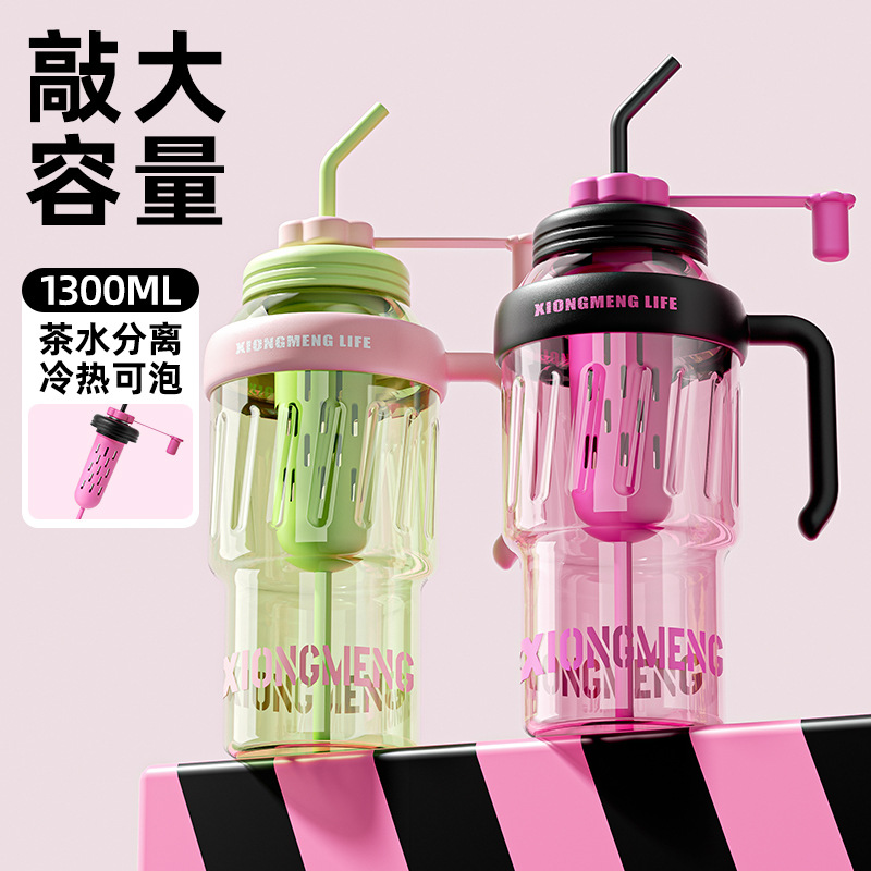 Wholesale of new large-capacity ice cube cups with high appearance standards, outdoor sports water cups, portable cups with straws and large bellies details Picture