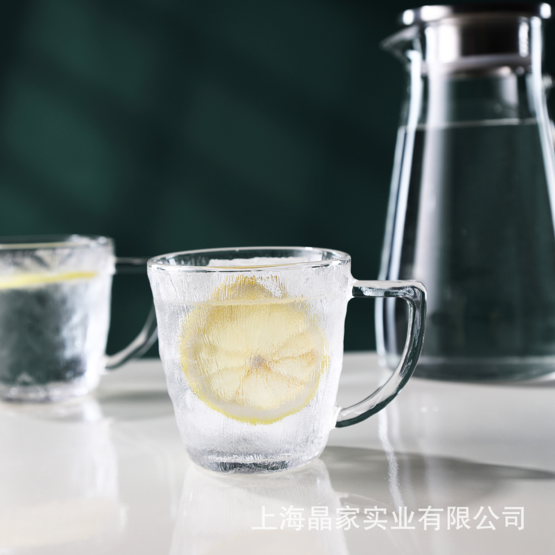 【 Factory Direct Sales 】 Glacier patterned glass cups with handles, cold drink cups, juice beverage cups, household tea brewing and drinking cups full figure