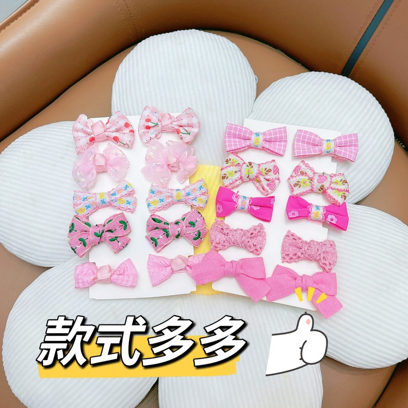 Children's cute bow hairpins, baby bangs side clips, popular princess headwear, girls' forehead hairpin set Specification drawing
