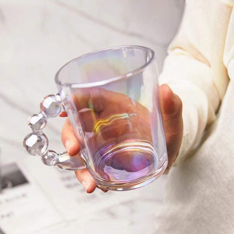 Internet-famous Instagram-style bubble handle cup, summer girls' water cup, household glass cup, opening gift mug Application Scenario