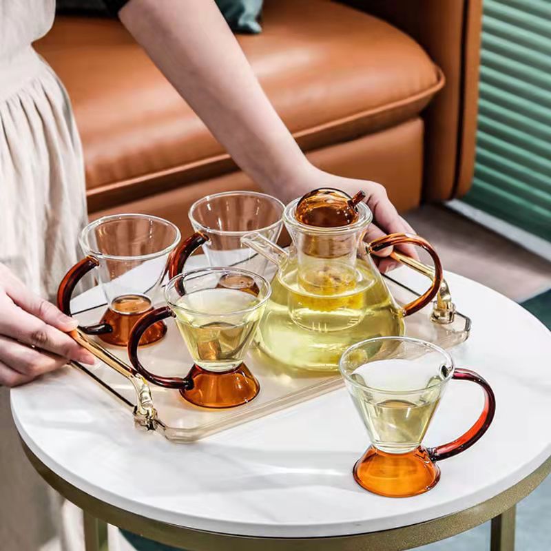 Heat-resistant teapot, glass teapot, Kung Fu tea cup, herbal cup, milk tea cup, ritual-themed afternoon tea set, yogurt cup Specification drawing